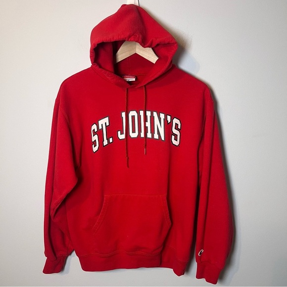 Vintage St. John’s University Hoodie Men’s M Red Champion Sweatshirt NCAA - Picture 1 of 6